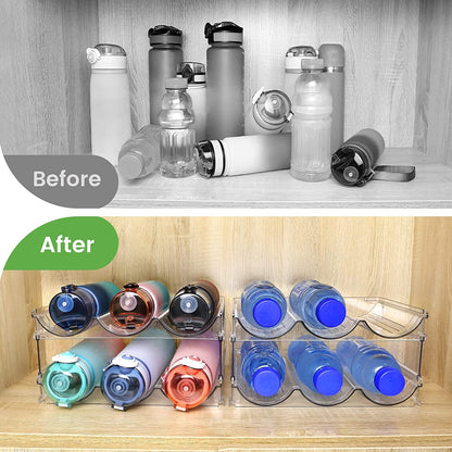 Water Bottle Storage Organizer Set - 2 Pack Stackable Cabinet Racks