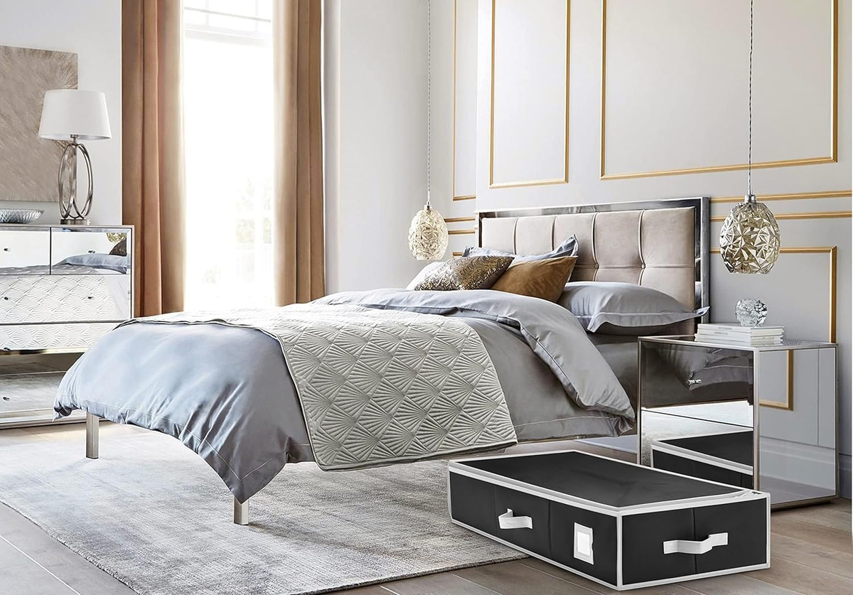 Premium Wrapping Paper Organizer Storage | Gift Wrap Holder with Extra Pockets for Christmas Decorations, Reinforced Handles, Heavy Duty, Ultra-Durable, Tear-Proof Fabric - Fits up to 27 Rolls (Black)