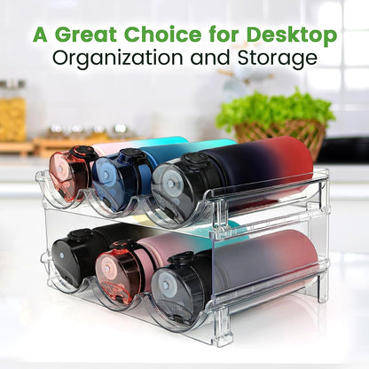 Water Bottle Storage Organizer Set - 2 Pack Stackable Cabinet Racks