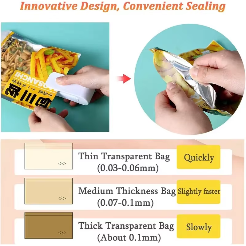 1Pc Kitchen Handheld Snack Sealer, Plastic Bag Sealer for Freshness, Easy-To-Use Kitchen Gadge,Portable Sealer Packaging