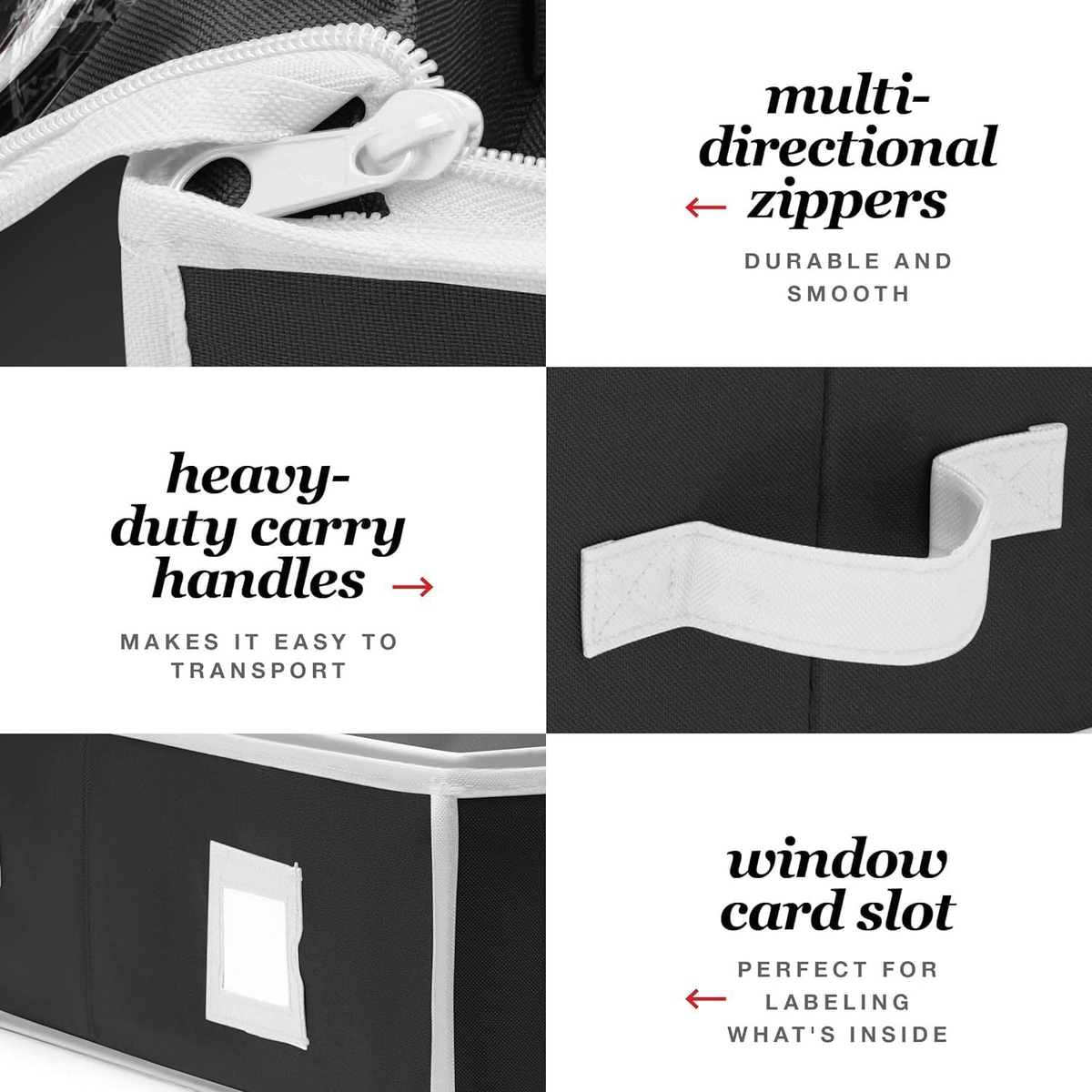 Premium Wrapping Paper Organizer Storage | Gift Wrap Holder with Extra Pockets for Christmas Decorations, Reinforced Handles, Heavy Duty, Ultra-Durable, Tear-Proof Fabric - Fits up to 27 Rolls (Black)