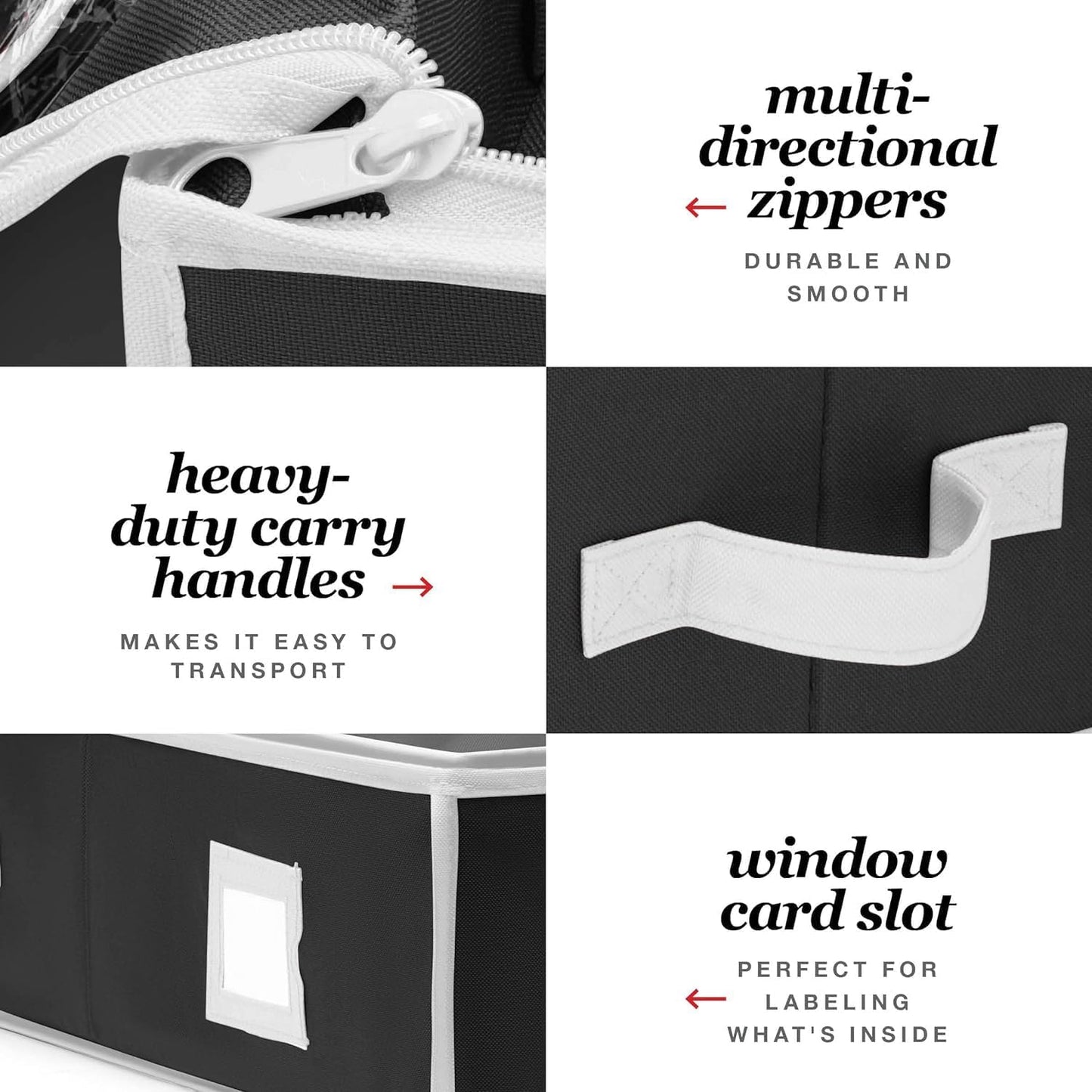 Premium Wrapping Paper Organizer Storage | Gift Wrap Holder with Extra Pockets for Christmas Decorations, Reinforced Handles, Heavy Duty, Ultra-Durable, Tear-Proof Fabric - Fits up to 27 Rolls (Black)