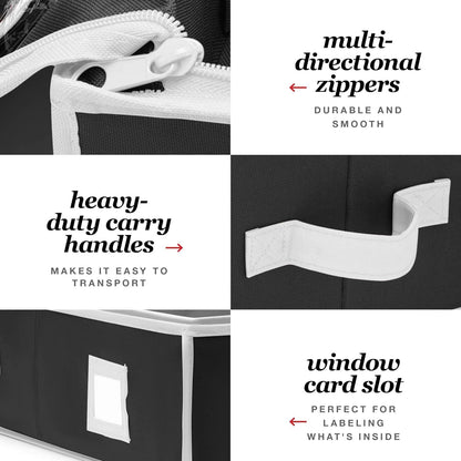 Premium Wrapping Paper Organizer Storage | Gift Wrap Holder with Extra Pockets for Christmas Decorations, Reinforced Handles, Heavy Duty, Ultra-Durable, Tear-Proof Fabric - Fits up to 27 Rolls (Black)